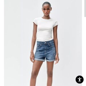 Zara Blue mom Jean Shorts for Women